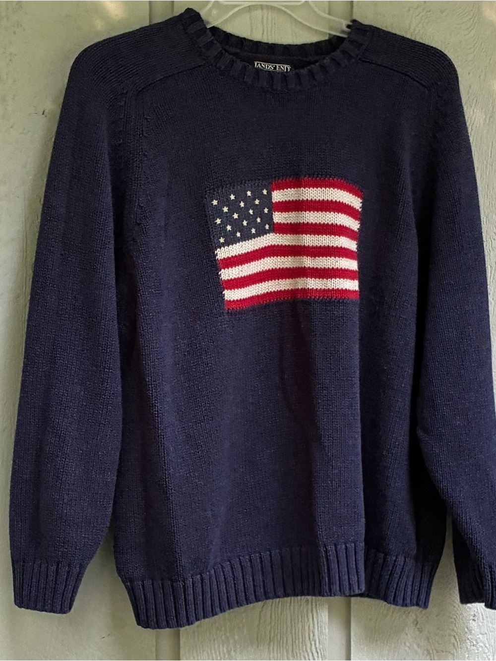 Vintage 90s Lands’ End American Flag Sweater 2X Americana USA - Picture 7 of 10